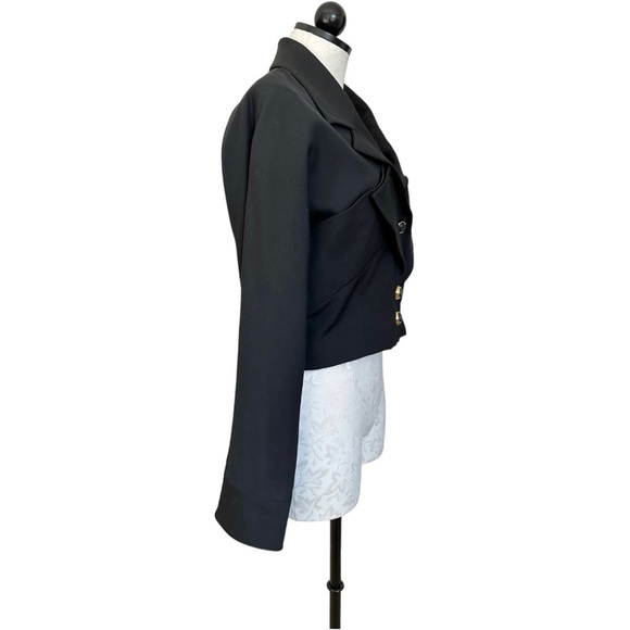 Karl Lagerfeld Vintage Cropped Jacket Triple Lapel Made in France Wool & Silk - Picture 2 of 12